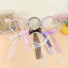 2021 new lace pearl headband bow ribbon headband hair accessories NHUX457999