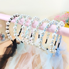 Koreanische Version des neuen süßen Perlen-Stirnbandes Kinder-Haarschmuck Baby niedlich super süßes Mesh-Streamband Stirnband Mädchen-Haarschmuck