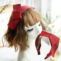 Korea retro wine red fabric big bow headband
