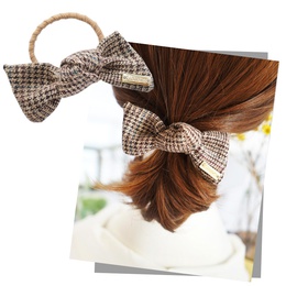 retro houndstooth bow hair rope head rope Korean plaid fabric rubber band hair ringpicture10