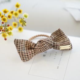 retro houndstooth bow hair rope head rope Korean plaid fabric rubber band hair ringpicture11