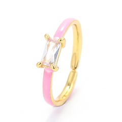 European and American color dripping oil opening adjustable square diamond ring wholesale