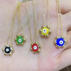 Foreign Trade Ins Simple Cold Style Necklace Colorful Oil Necklace Devil's Eye Clavicle Chain Eye Pendant Necklace for Women