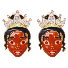55735 Europäische und amerikanische neue ölige süße Frauen Cartoon rotes Gesicht weibliche Ohrringe Diamant Ohrringe Hersteller Großhandel