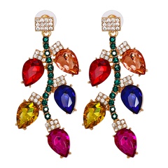 new geometric leaf personalized earrings alloy diamond earrings wholesale