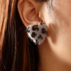 cute plush ball earrings autumn and winter new trendy personality leopard earrings