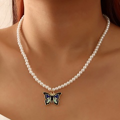 fashion accessories creative simple dripping butterfly necklace temperament pearl necklace