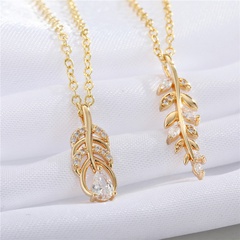 European Cross-Border Sold Jewelry Bohemian Vintage Crystal Hollow Leaves Necklace Long Leaf Alloy Pendant Clavicle Chain