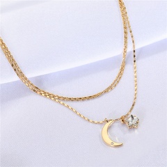 European cross-border fashion simple metal stacked necklace rhinestone star moon pendant clavicle chain