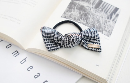 retro houndstooth bow hair rope head rope Korean plaid fabric rubber band hair ringpicture14