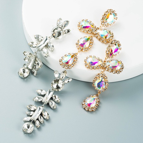 retro geometric cross alloy diamond earrings long temperament full diamond earrings's discount tags