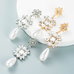Europäisches und amerikanisches neues Mode temperament S925 silberne Nadel lange Perlen ohrringe Ohrringe Legierung Diamant personal isierte Ohrringe Ohrringe