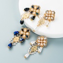 Europische und amerikanische RetroBarockPalasts til Kristall perlen Blumen Quasten Ohrringe aus weiblicher Legierung Diamant Ohrringe mit Schmuckpicture9