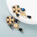 Europische und amerikanische RetroBarockPalasts til Kristall perlen Blumen Quasten Ohrringe aus weiblicher Legierung Diamant Ohrringe mit Schmuckpicture10