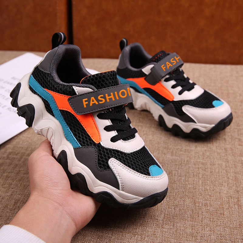 2021 spring and autumn new childrens daddy shoes style sports casual mesh hollow shoes