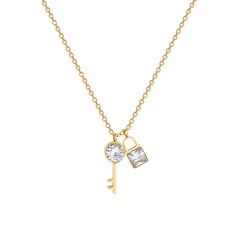 Titanium steel key necklace with zircon clavicle chain Korean temperament simple personality pendant