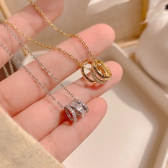Korean version of titanium steel necklace zircon pendant clavicle chain