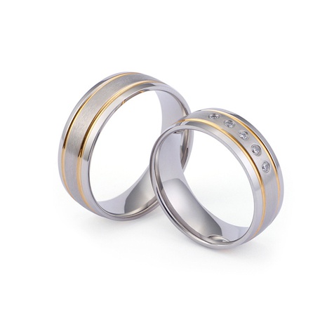 Paar Ring aus Edelstahl mit Diamanten in mattiertem Gold's discount tags
