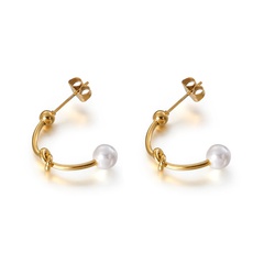 Korean double shell beads earrings simple pearl earrings wholesale
