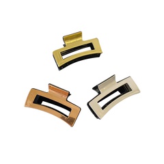 Korean Style Simple Resin Square Grip Hollow Large Metal Color Hair Claw Back Head Updo Hairpin Bath Hairpin