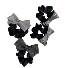 Korean Style Full Diamond Bow Large Intestine Hair Band Texture Internet Celebrity Same Style Rhinestone Hair Rope Classic Style Tied-up Hair Rubber Hand with Flower Style