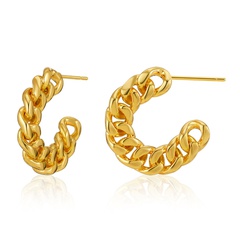 Cross-Border Supply European and American Copper Plating 18K Gold Earrings Hollow Twist Chain C Word French Frosty Style Stud Earrings Women