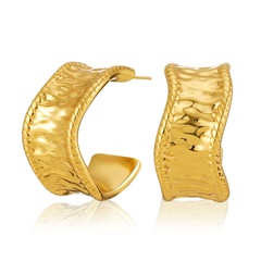 Hip-hop irregular copper-plated 18K gold earrings retro matte earrings