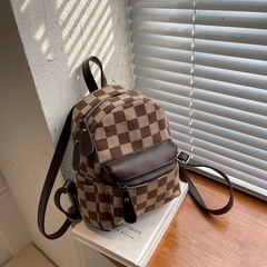 2021 new fashion checkerboard backpack autumn and winter texture backpack