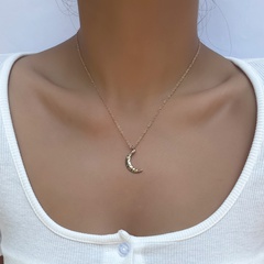 fashion metal moon pendent multi-layer necklace