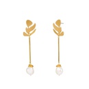 gold leaf earrings natural handwound freshwater pearl earringspicture12