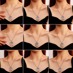 Best Seller in Europe and America New Twelve Constellation Pendant Necklace Simple Alloy Hollow Moon Clavicle Chain Long Sweater Chain