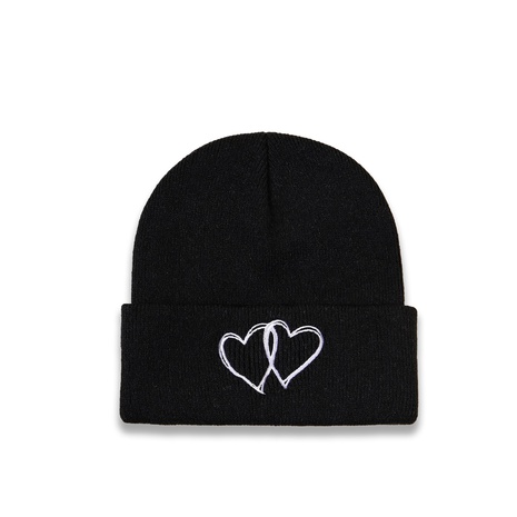 Korean version warm hat trend embroidery double love knitted hat cold-proof autumn and winter new woolen hat NHTQ459786's discount tags
