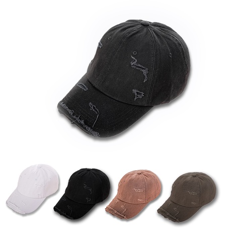Korean version new wide-brimmed hole solid color washed baseball cap NHTQ459797's discount tags