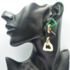 Geometric chain personality long tassel earrings spray leather earrings