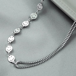 INS Hip Hop Style Luxury Niche Design Whole Body Titanium Steel Smiley Face Clavicle Chain Internet Celebrity Same Style AllMatching Couple Necklacepicture11