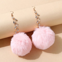 Korean version of creative temperament big brand ins trendy fluffy ball rhinestone earrings