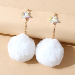 European and American temperament big-brand creative fashion crystal five-star fluffy ball earrings