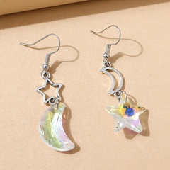 European and American small fresh and wild creative fashion crystal star and moon earrings