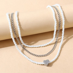 Korean temperament retro wild creative big pearl peach heart necklace