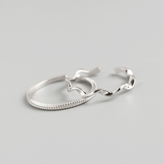 Japanese and Korean Style S925 Sterling Silver Ins Style Geometric Twisted Mobius Very Simple and Fine Little Finger Ring All-Match Silver Ring Bracelet