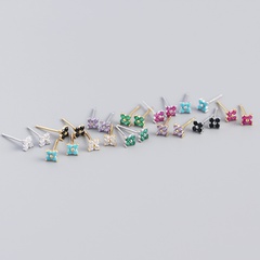 Yhe0297 Europe and America Cross Border S925 Sterling Silver Ins Four-Leaf Flower Sweet and Small Stud Earrings Colorful Flower Earrings for Women
