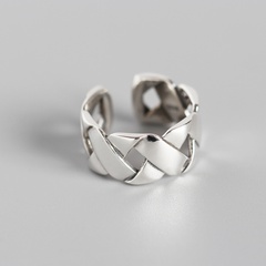 Korean style S925 sterling silver personality trendy ring braided wide face silver ring silver jewelry