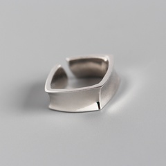 Korean version of the trendy S925 sterling silver ring INS personality square smooth open index finger ring