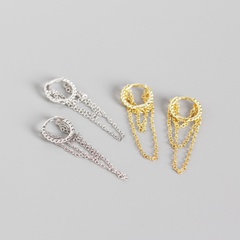 YHE0141 weiße Pilzschnalle S925 Sterling Silber geometrische runde Perle Quaste mehrschichtige Kette Ohrschnalle Ohrringe