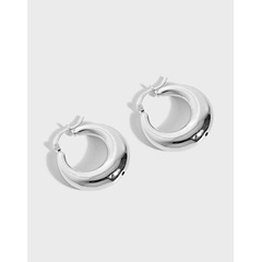 Korean version of ins original niche design minimalist wild geometric circle glossy texture S925 sterling silver earrings