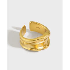 Korean version of ins cold wind minimalist irregular folds wide face S925 sterling silver ring