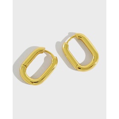 050 Korean version of S925 sterling silver earrings retro oval ring circle ear buckle gold-plated silver earrings