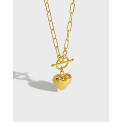 384 version coréenne de ins niche simple amour en forme de coeur chaîne boucle OT collier en argent sterling S925