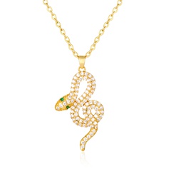 Cross-border retro snake-shaped winding pendant with real gold plating and micro-inlaid zirconium new sweater chain clavicle chain