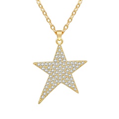 Exclusive for Cross-Border Creative Style Five-Pointed Star Zircon-Laid Necklace European and American Jewelry 925 Silver Electroplated Clavicle Chain